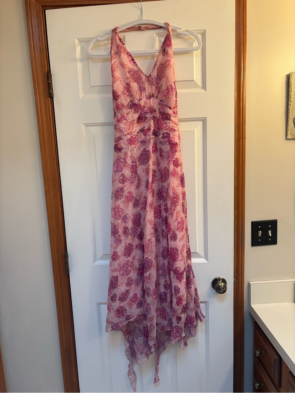 Euro Silk Beaded Halter Dress